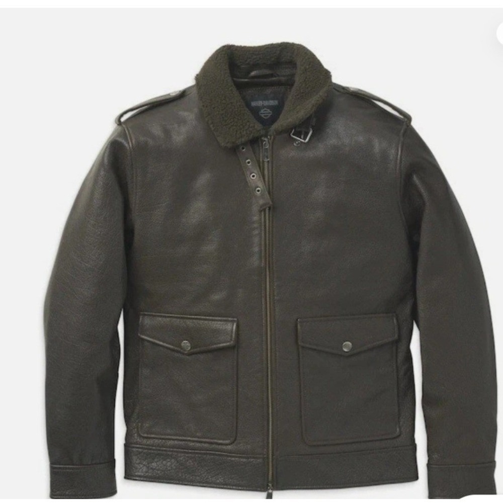 Harley-Davidson Men's Auer‎ Sherpa Collar Leather Jacket 97015-22VM